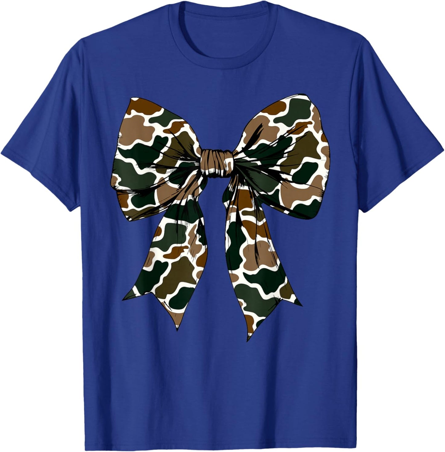 Old School Camouflage Coquette Bow Fall Hunting Military T-Shirt - T-Shirt | Royal