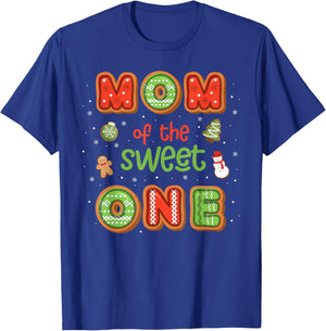 Mom Of The Sweet One Christmas Gingerbread 1st Birthday T-Shirt - T-Shirt | Royal