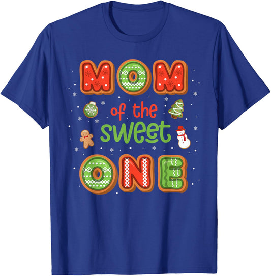 Mom Of The Sweet One Christmas Gingerbread 1st Birthday T-Shirt - T-Shirt | Royal