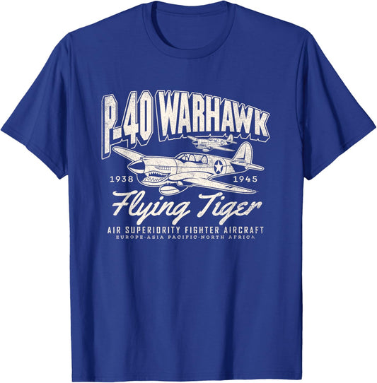P-40 Warhawk Legendary Flying Tiger's Fighter Plane Warbirds T-Shirt - T-Shirt | Royal