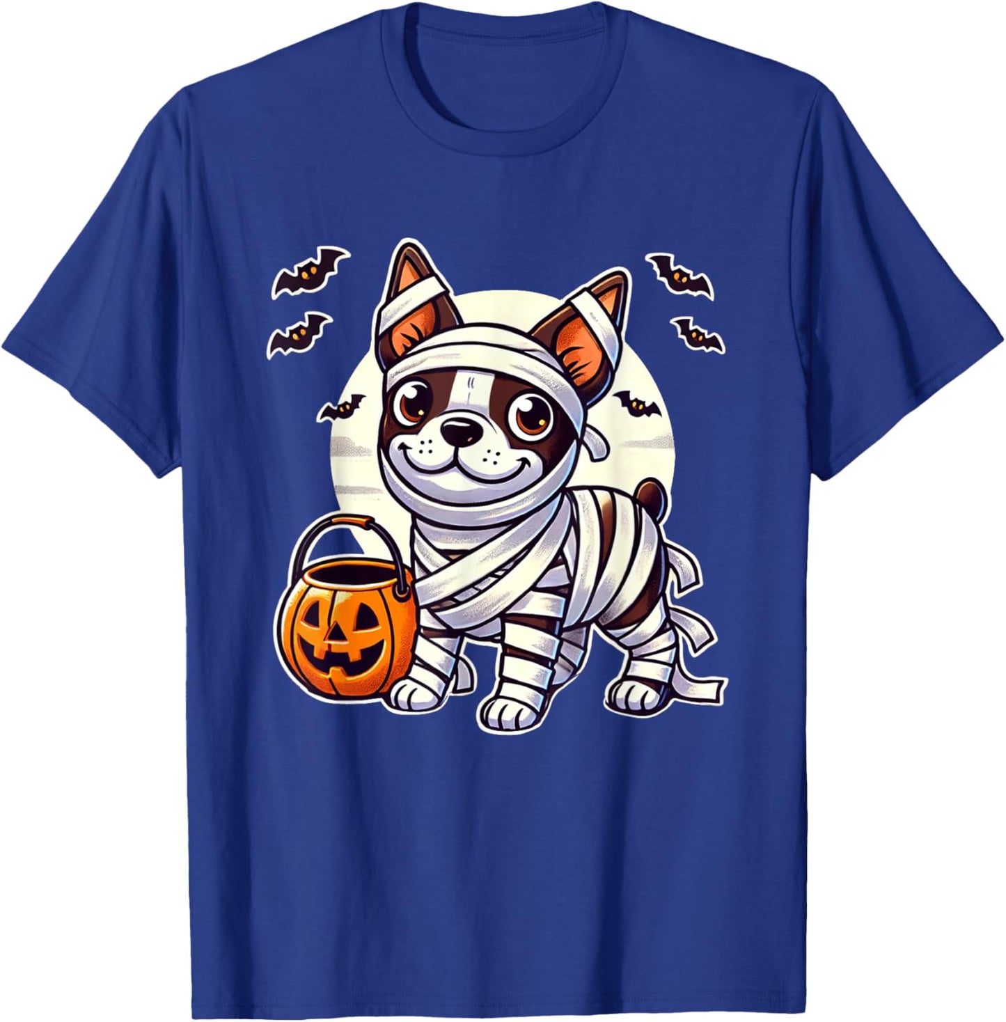 Boston Terrier Halloween Mummy Cute Boston Terrier T-Shirt - T-Shirt | Royal