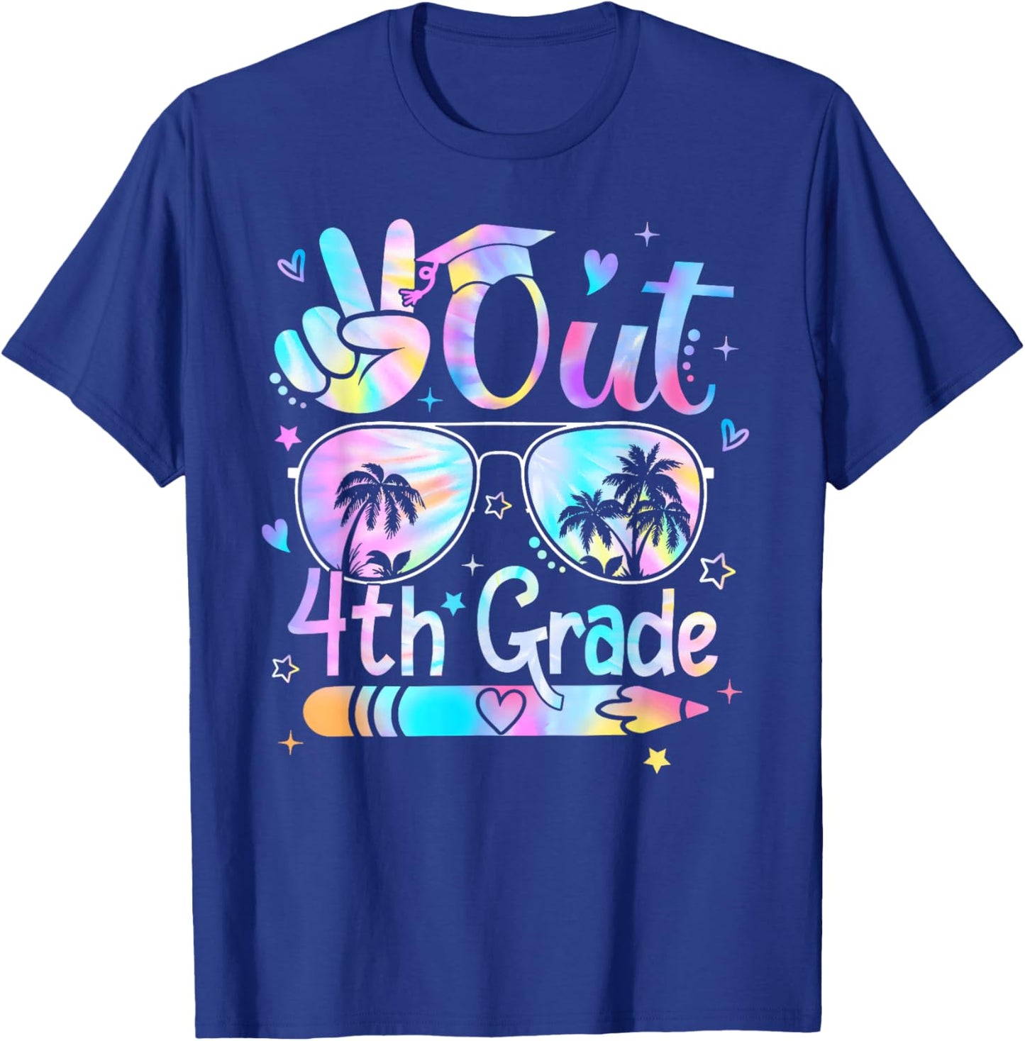 Peace Out Fourth Grade Cute Tie Dye Last Day Of 4th Grade T-Shirt - T-Shirt | Royal