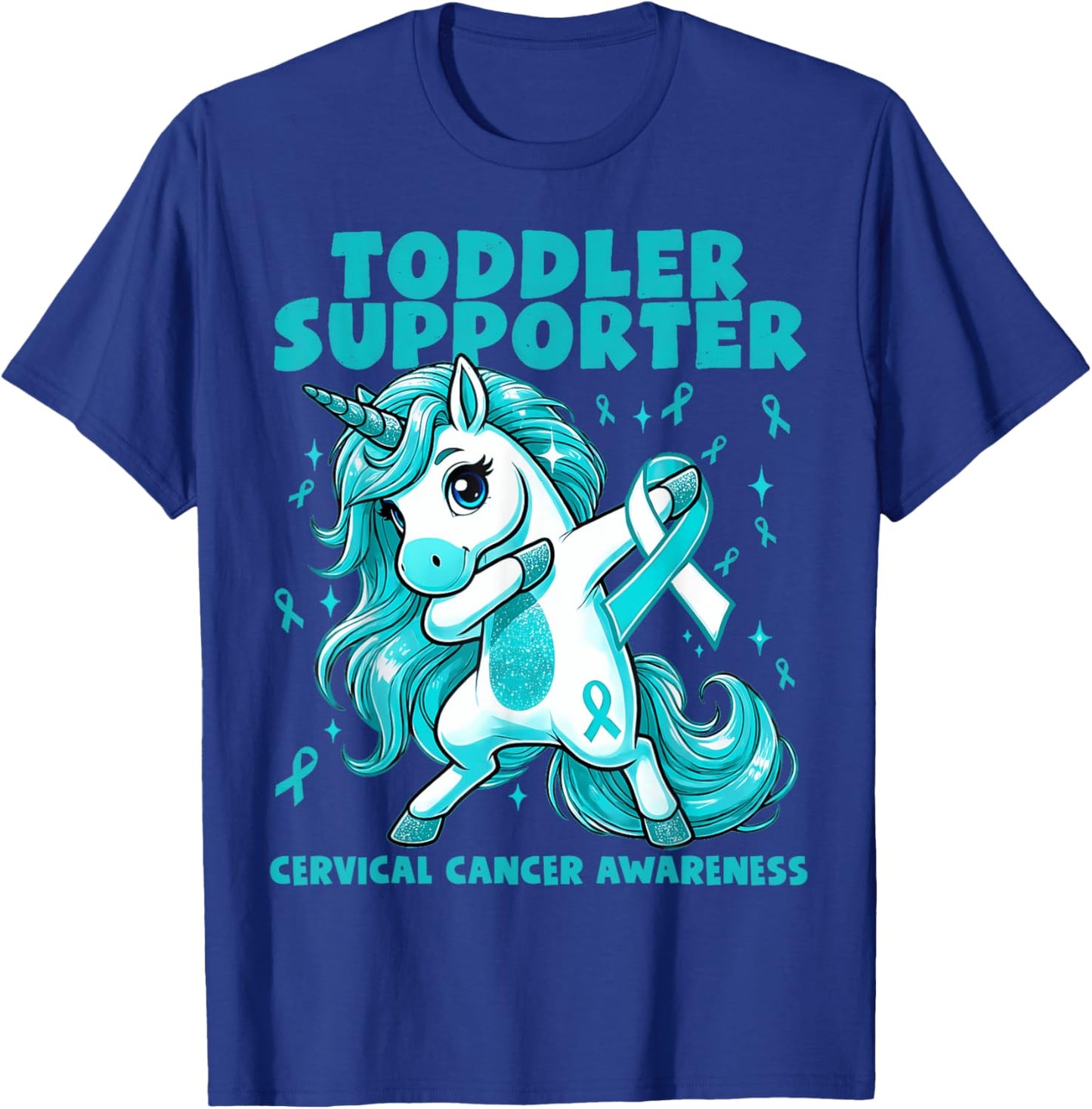 Teal Unicorn Toddler Supporter Cervical Cancer Awareness T-Shirt - T-Shirt | Royal