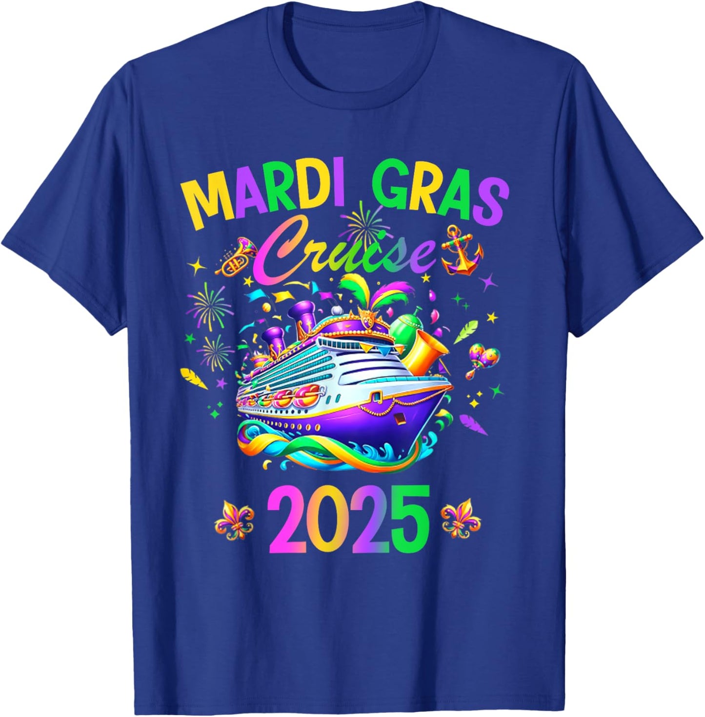 Mardi Gras Carnival Cruise 2025 Family Cruising Mask T-Shirt - T-Shirt | Royal