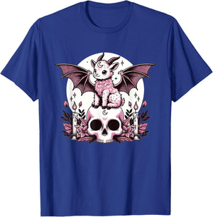 Kawaii Pastel Goth Cute Creepy Goat Bat Skeleton T-Shirt - T-Shirt | Royal