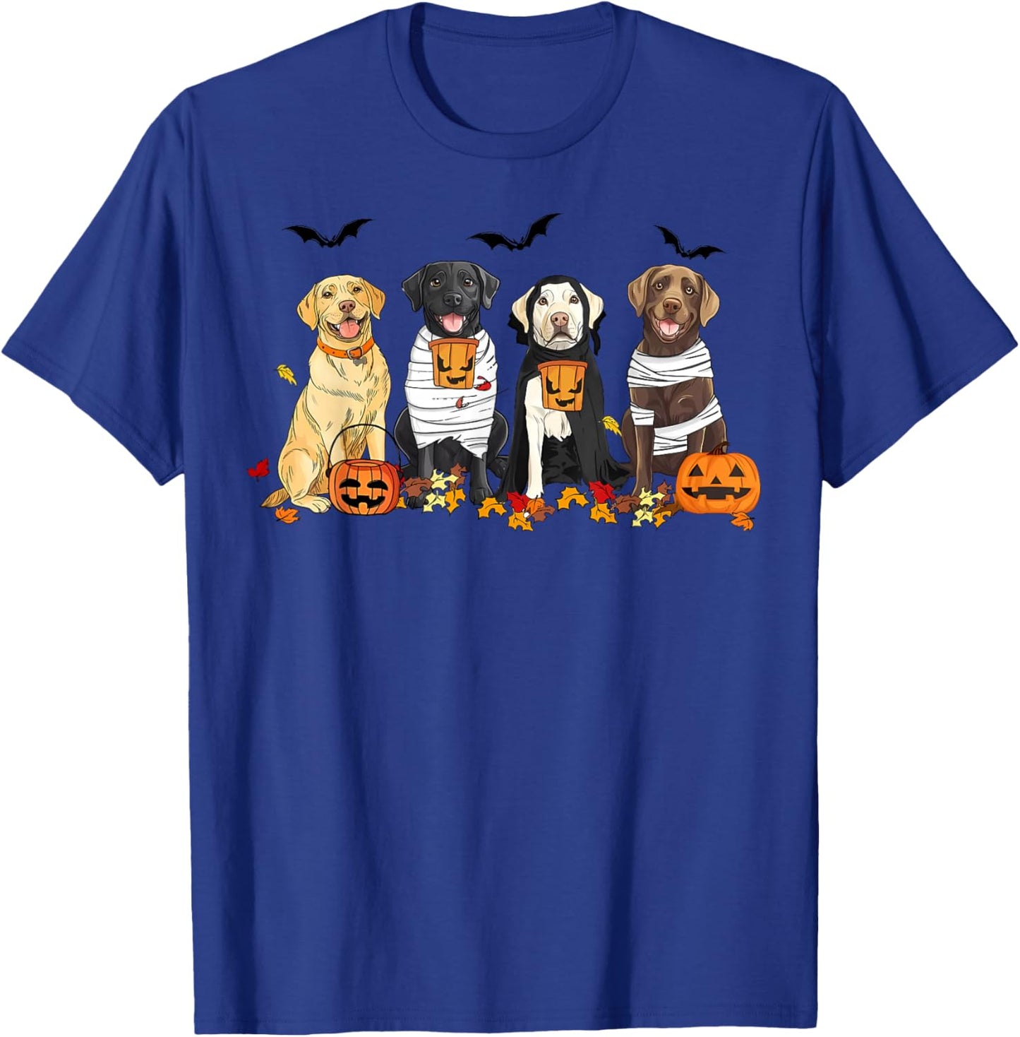 Labrador Retriever Dogs Ghost Witch Mummy Halloween Pumpkins T-Shirt - T-Shirt | Royal