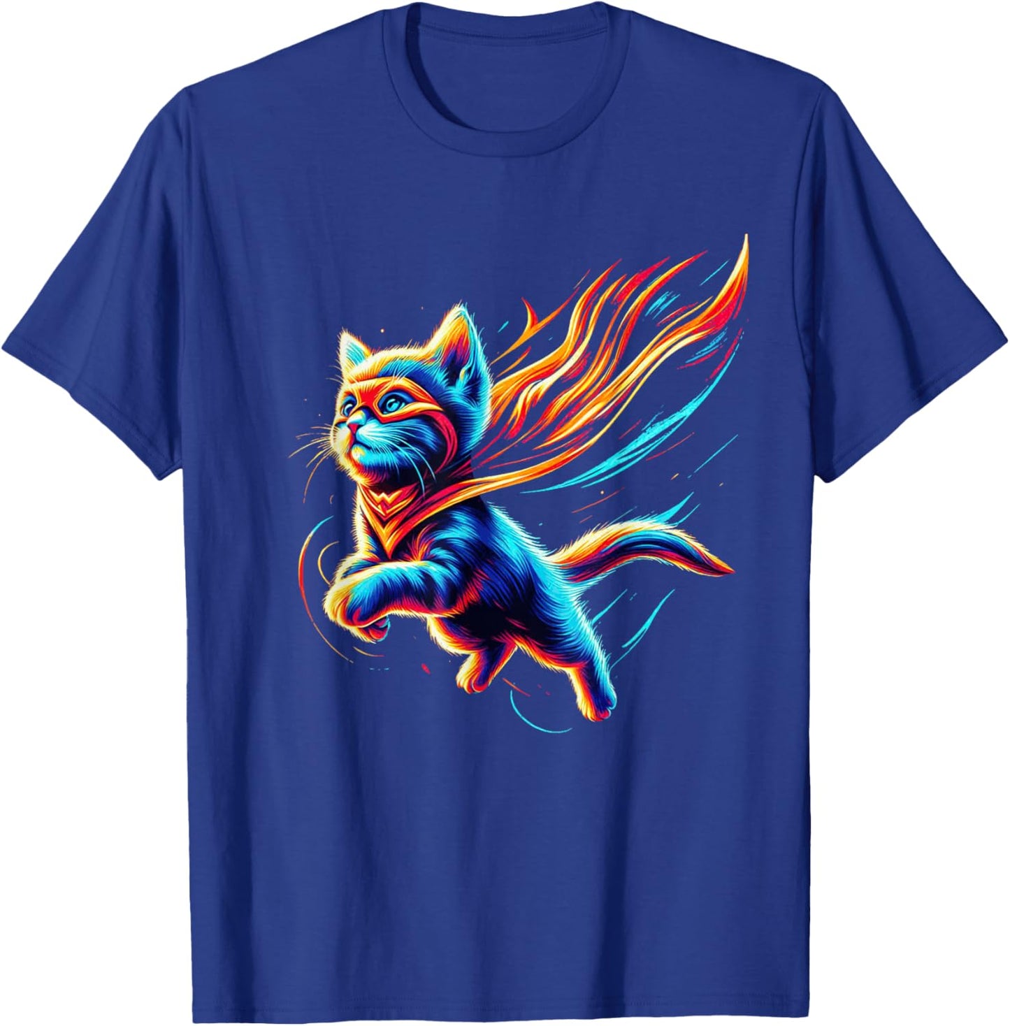 Heroic Kitten Super Cat Superhero Cute Vibrant Adorable Art T-Shirt - T-Shirt | Royal