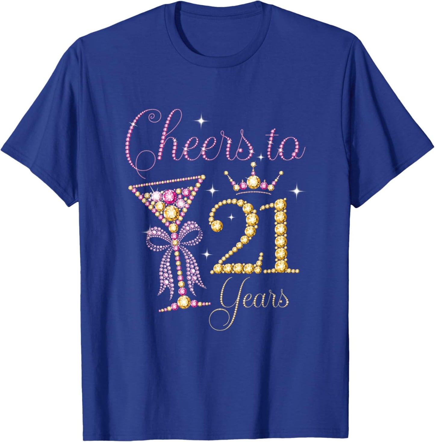 Cheers to 21 Years Coquette Bow 21 st Birthday Girl T-Shirt - T-Shirt | Royal