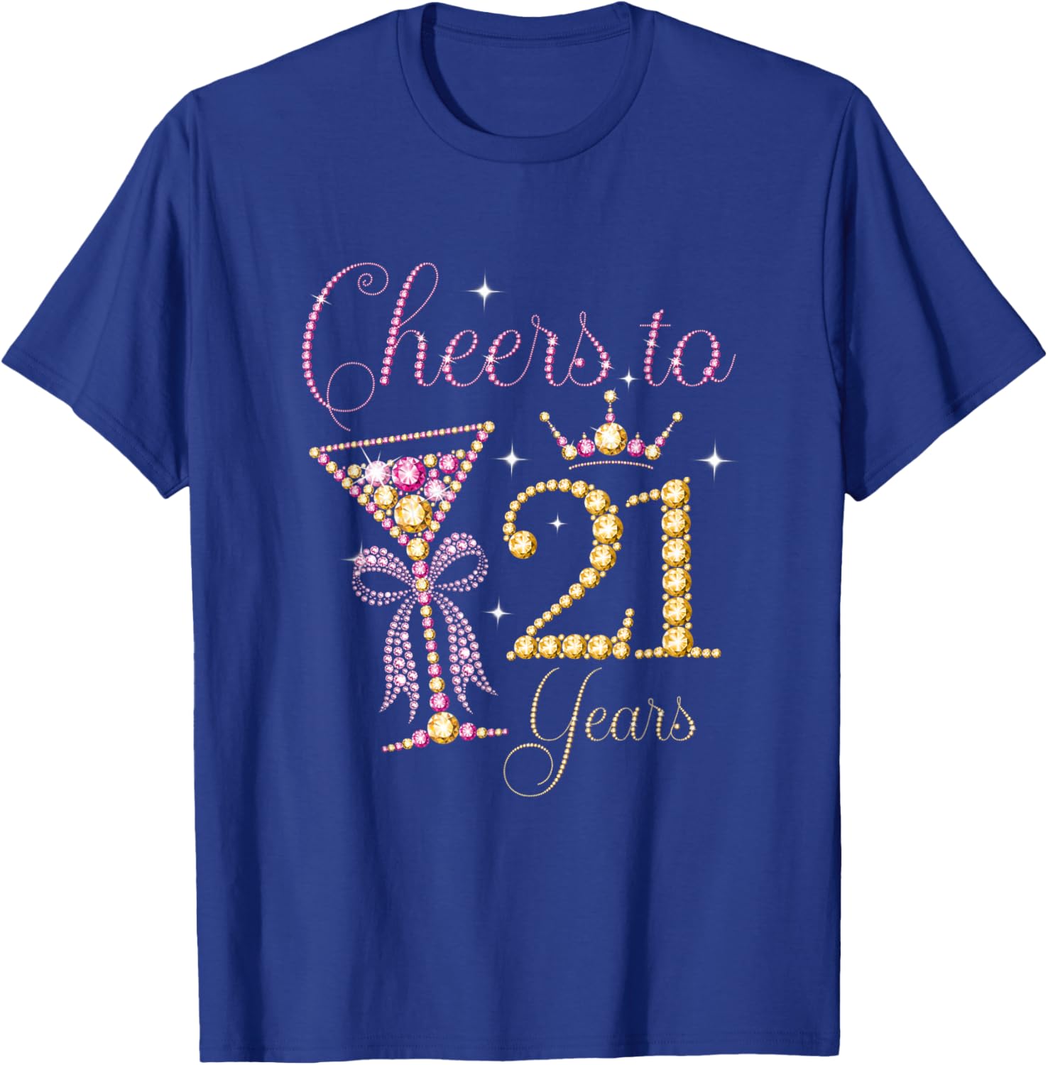 Cheers to 21 Years Coquette Bow 21 st Birthday Girl T-Shirt - T-Shirt | Royal