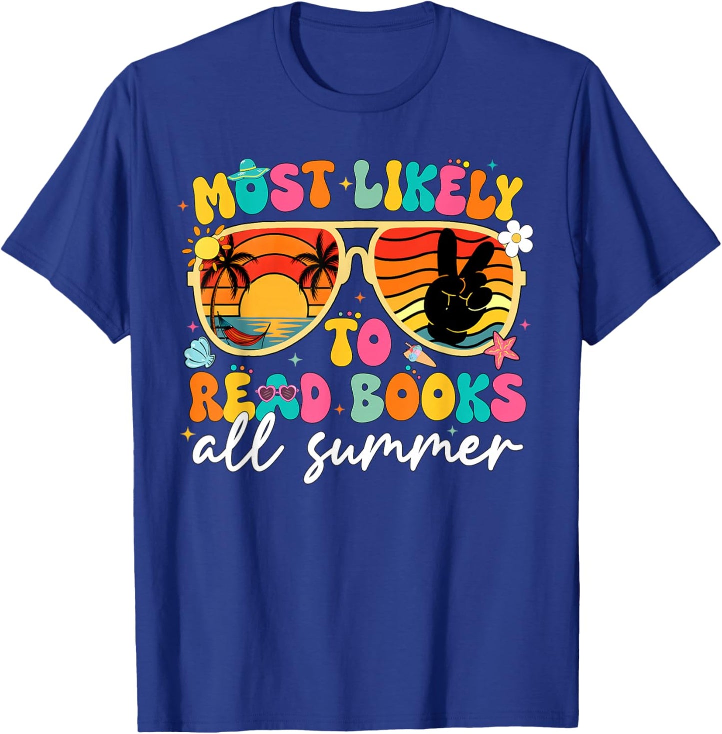 Most Likely to Read Books All Summer Last Day Boy Girl Kid T-Shirt - T-Shirt | Royal