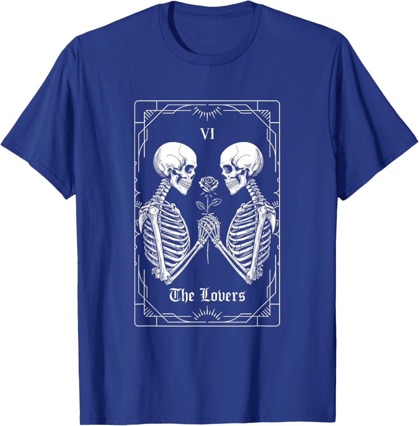 The Lovers - Spooky Halloween Tarot Card Skeleton Goth T-Shirt - T-Shirt | Royal