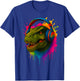 T-Rex with Music Headphones T-Shirt - T-Shirt | Royal