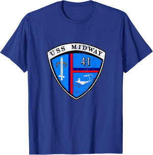 USS Midway CV 41 Aircraft Carrier Veteran Flag Patriotic T-Shirt - T-Shirt | Royal
