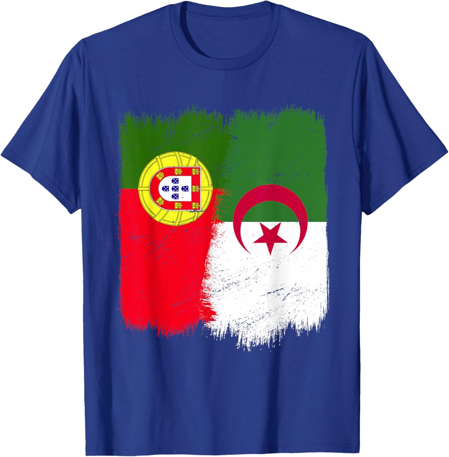 Portugal Algeria Half Flag Portuguese Heritage Algerian T-Shirt - T-Shirt | Royal