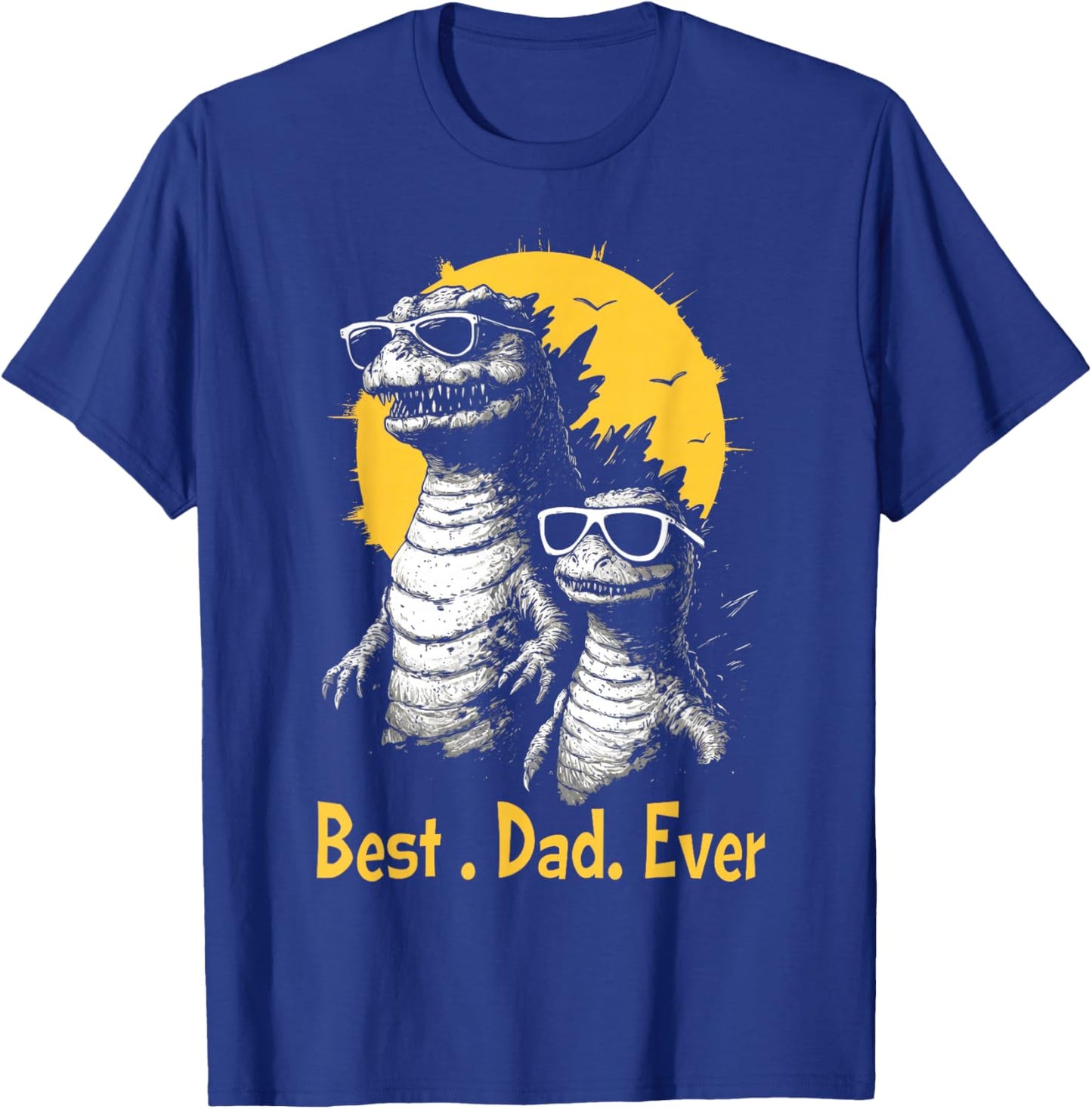 Retro Vintage Best Dad Ever Dinosaur Funny Father's Day T-Shirt - T-Shirt | Royal