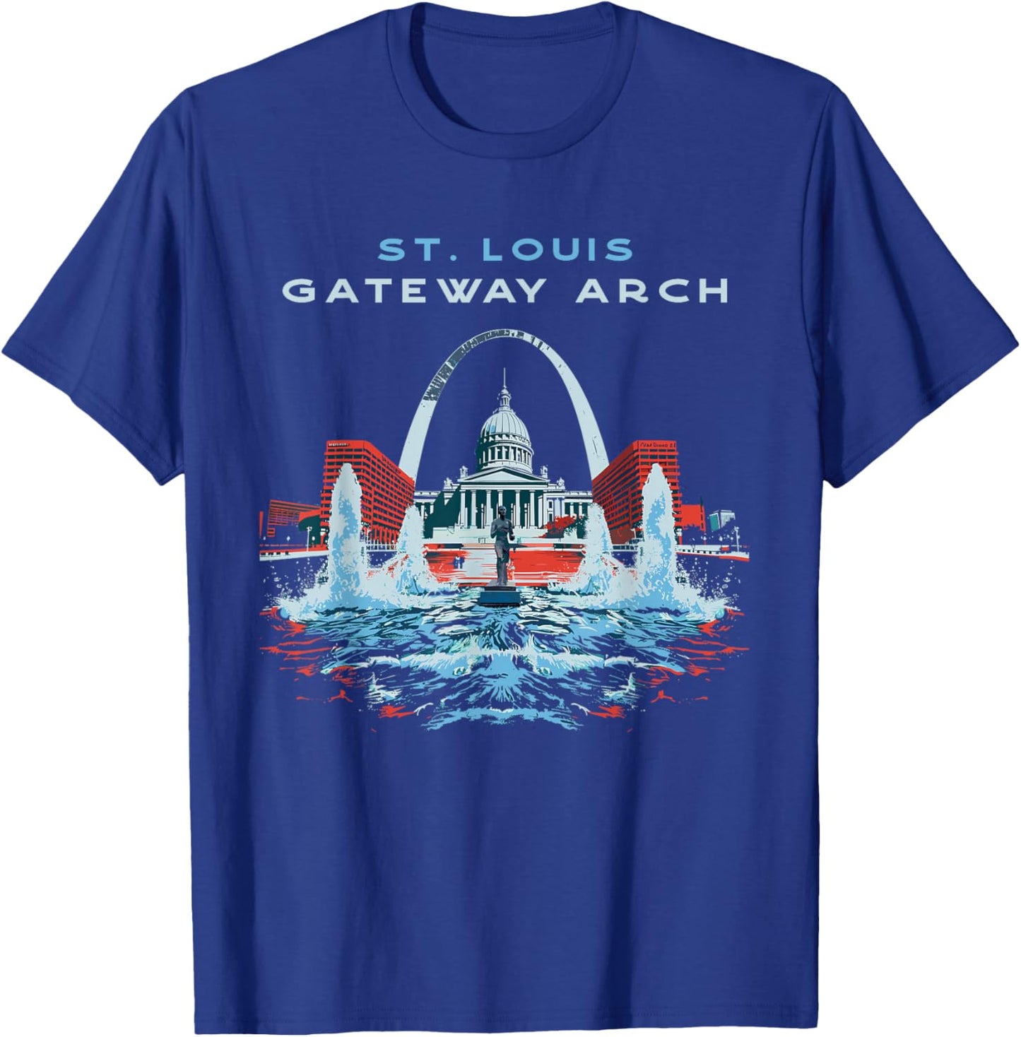 St. Louis Gateway Arch Missouri Retro Vintage T-Shirt - T-Shirt | Royal