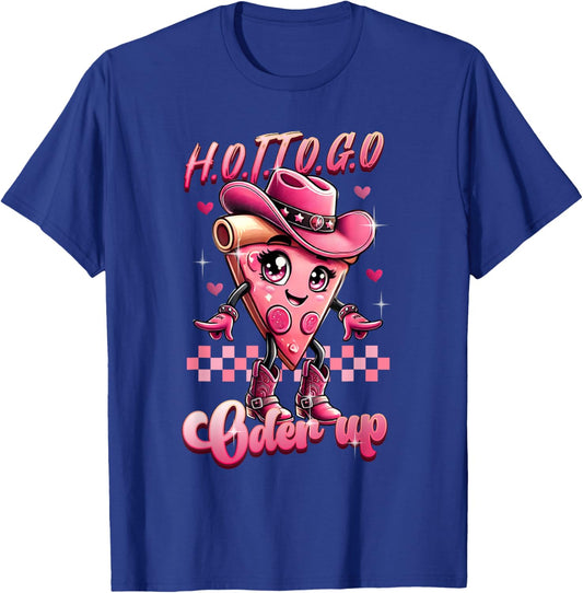 Retro Hot-To-Go Cute Pizza Cartoon Vintage Aesthetic T-Shirt - T-Shirt | Royal