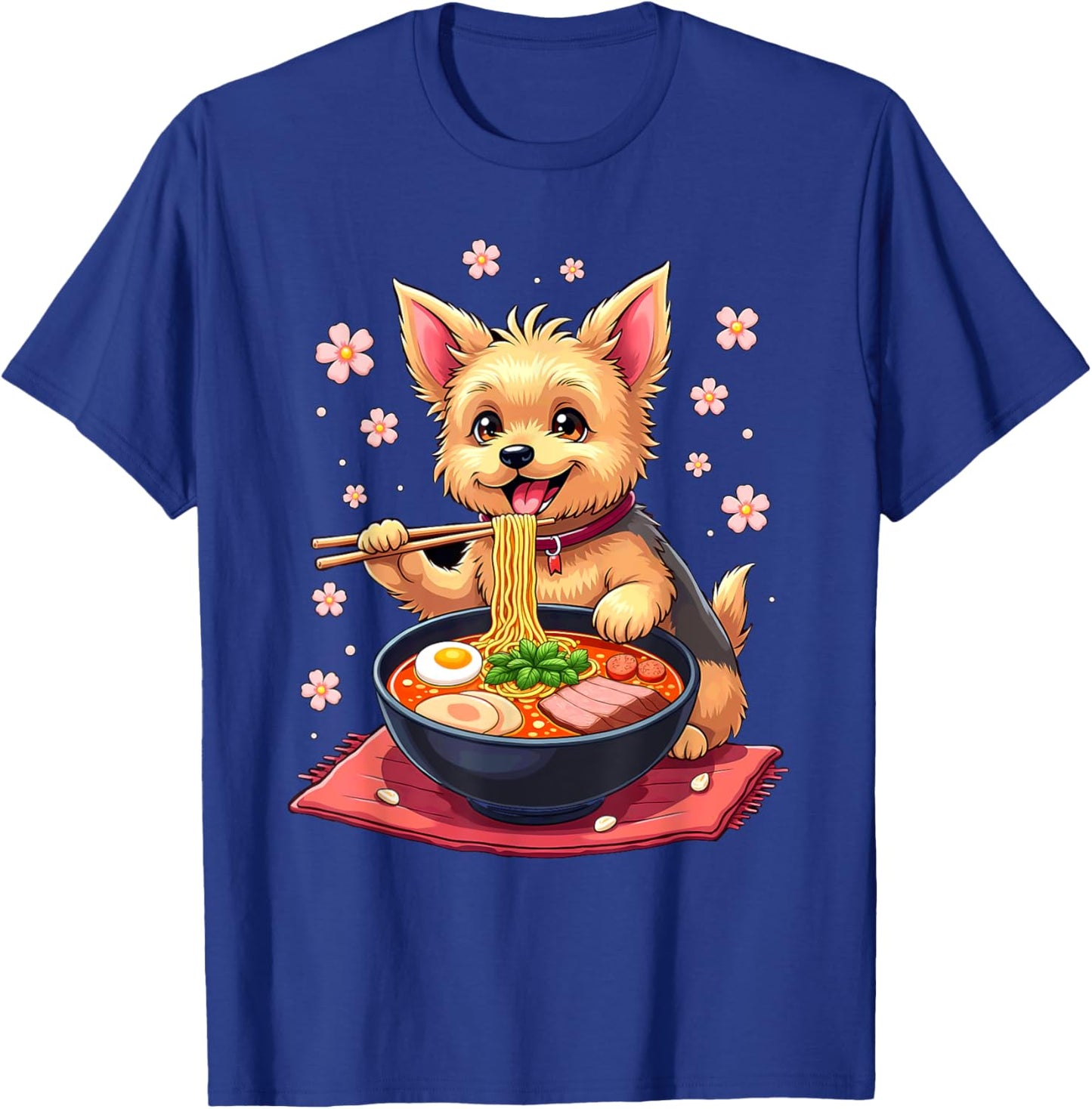 Japanese Kawaii Yorkie Dog Eating Ramen T-Shirt - T-Shirt | Royal