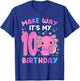 Make Away It's My 10th Birthday Axolotl 10 Years Old Girls T-Shirt - T-Shirt | Royal