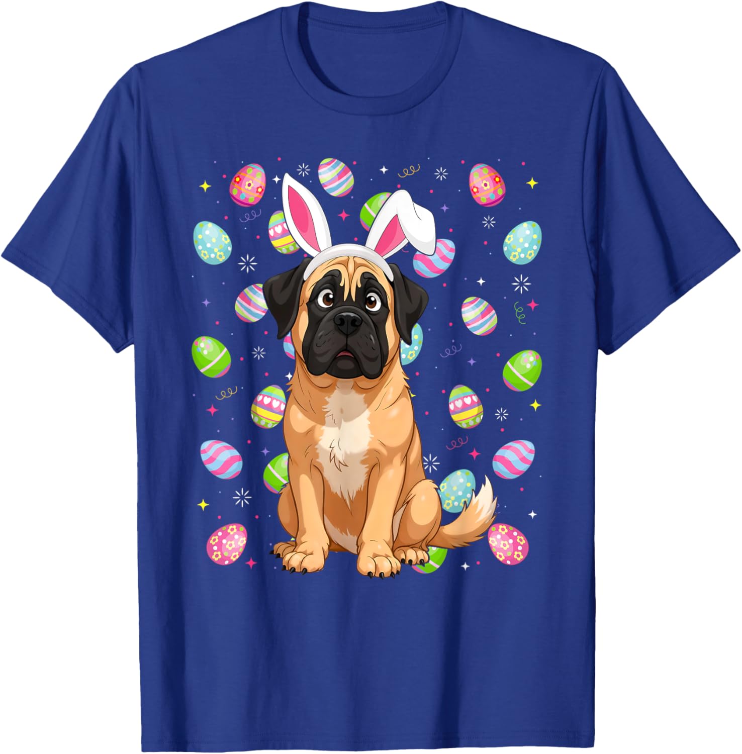 Mastiff Dog Easter Egg Hunt Bunny Ear Mastiff Easter T-Shirt - T-Shirt | Royal
