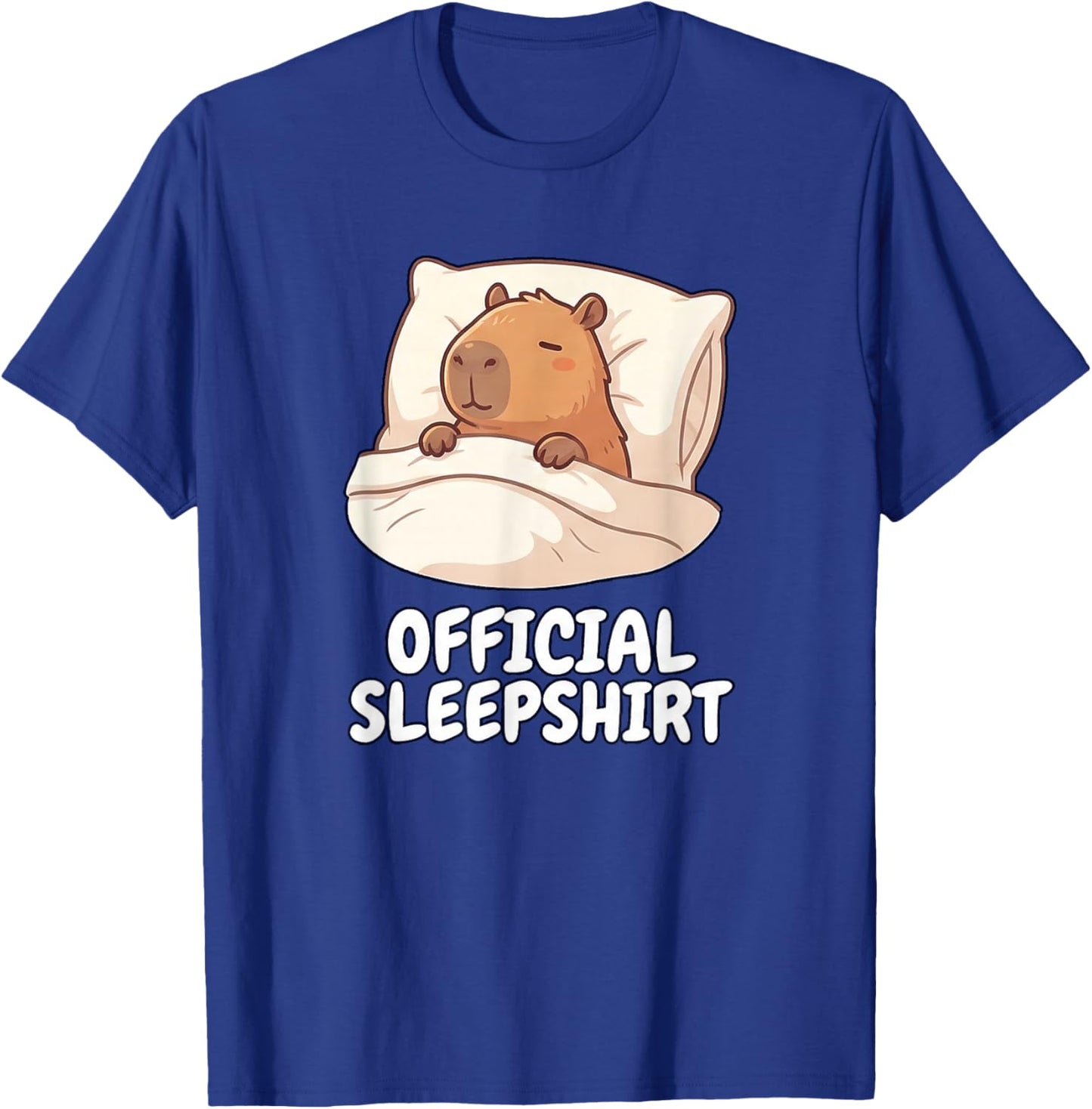 Official Capybara Cute Bedtime Sleepwear T-Shirt - T-Shirt | Royal
