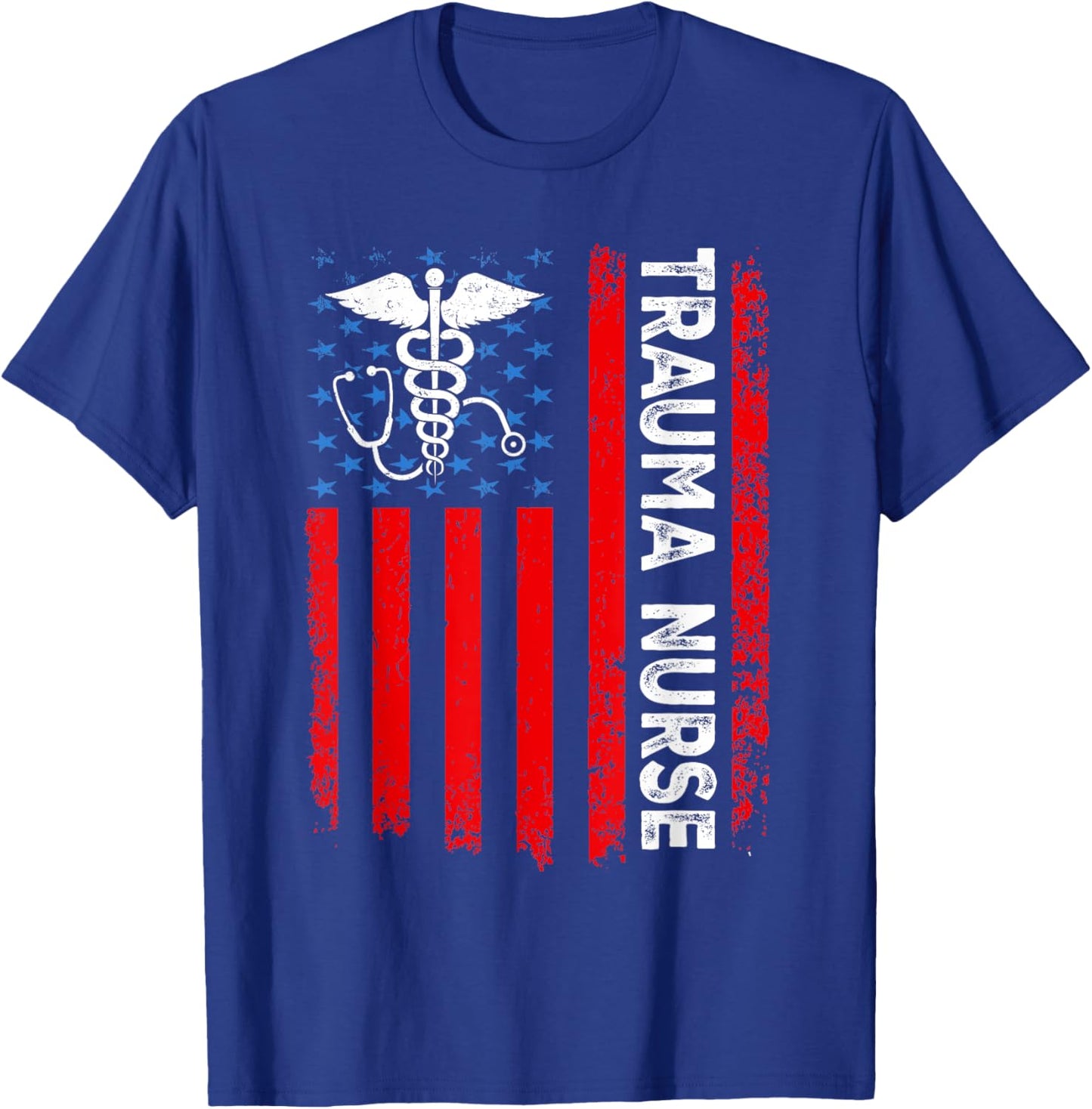 Trauma Nurse American Flag Patriotic 4th of July Men T-Shirt - T-Shirt | Royal