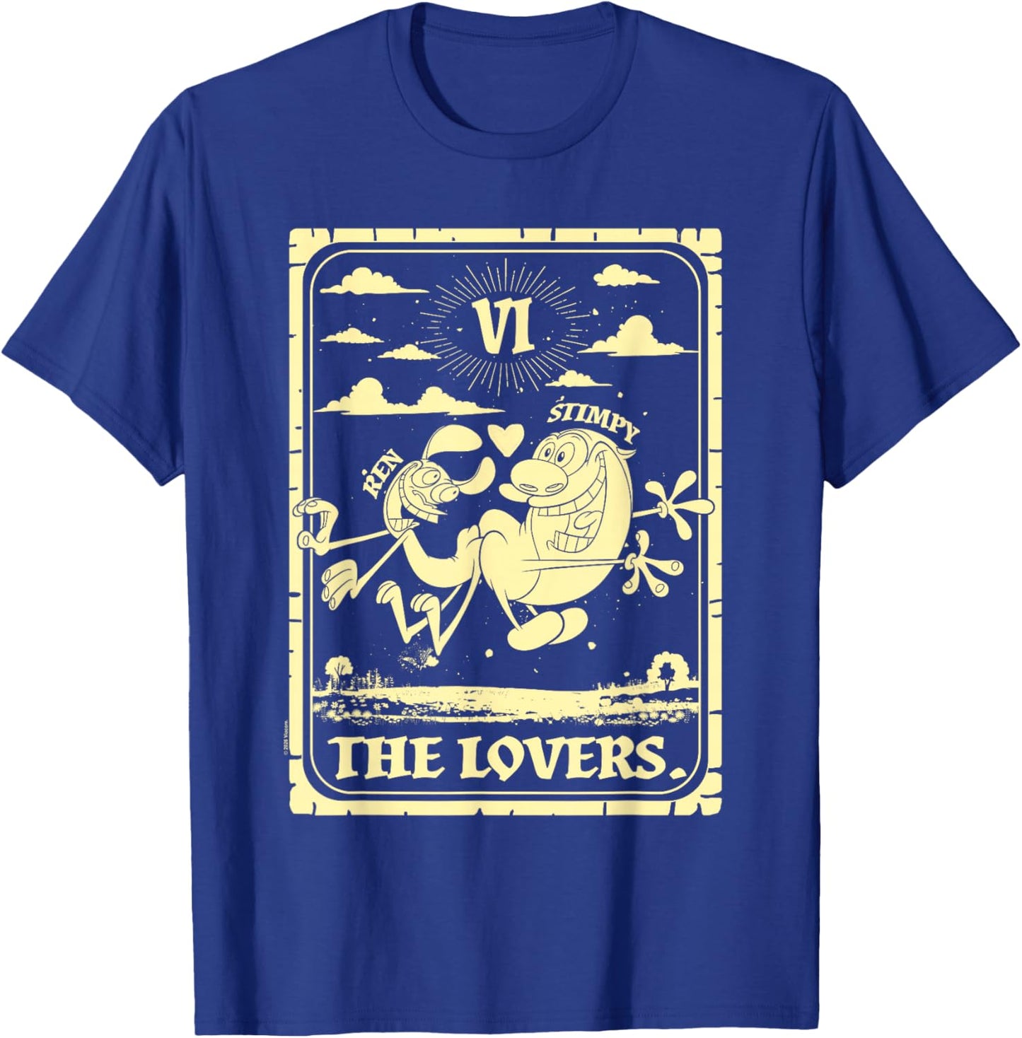 Ren and Stimpy The Lovers Tarot Card Design Funny Cartoon T-Shirt - T-Shirt | Royal