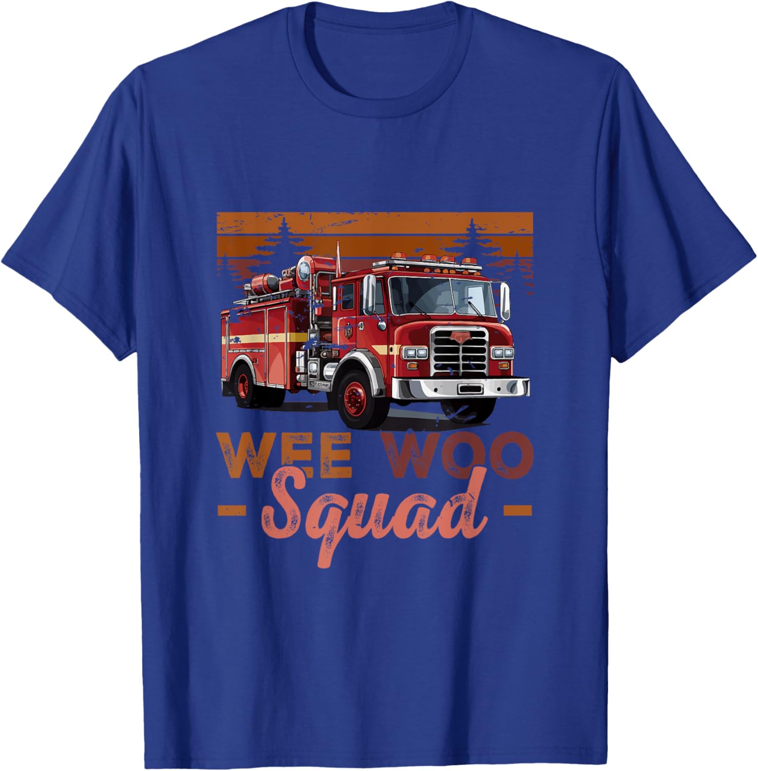 Wee Woo Squad Fire Truck Firefighter Vintage Fire Engine T-Shirt - T-Shirt | Royal