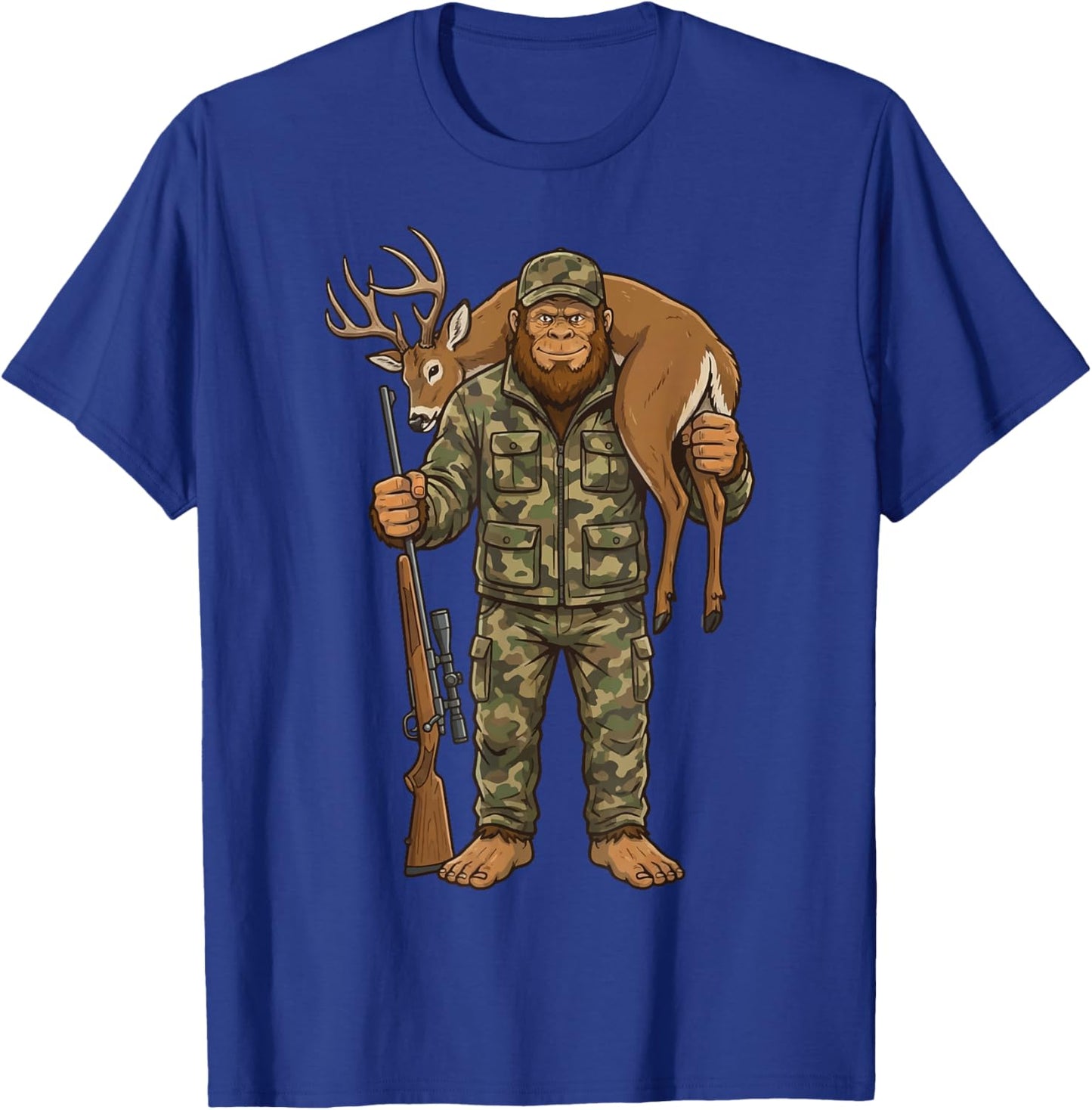 Bigfoot Hunter Sasquatch Deer Hunting T-Shirt - T-Shirt | Royal