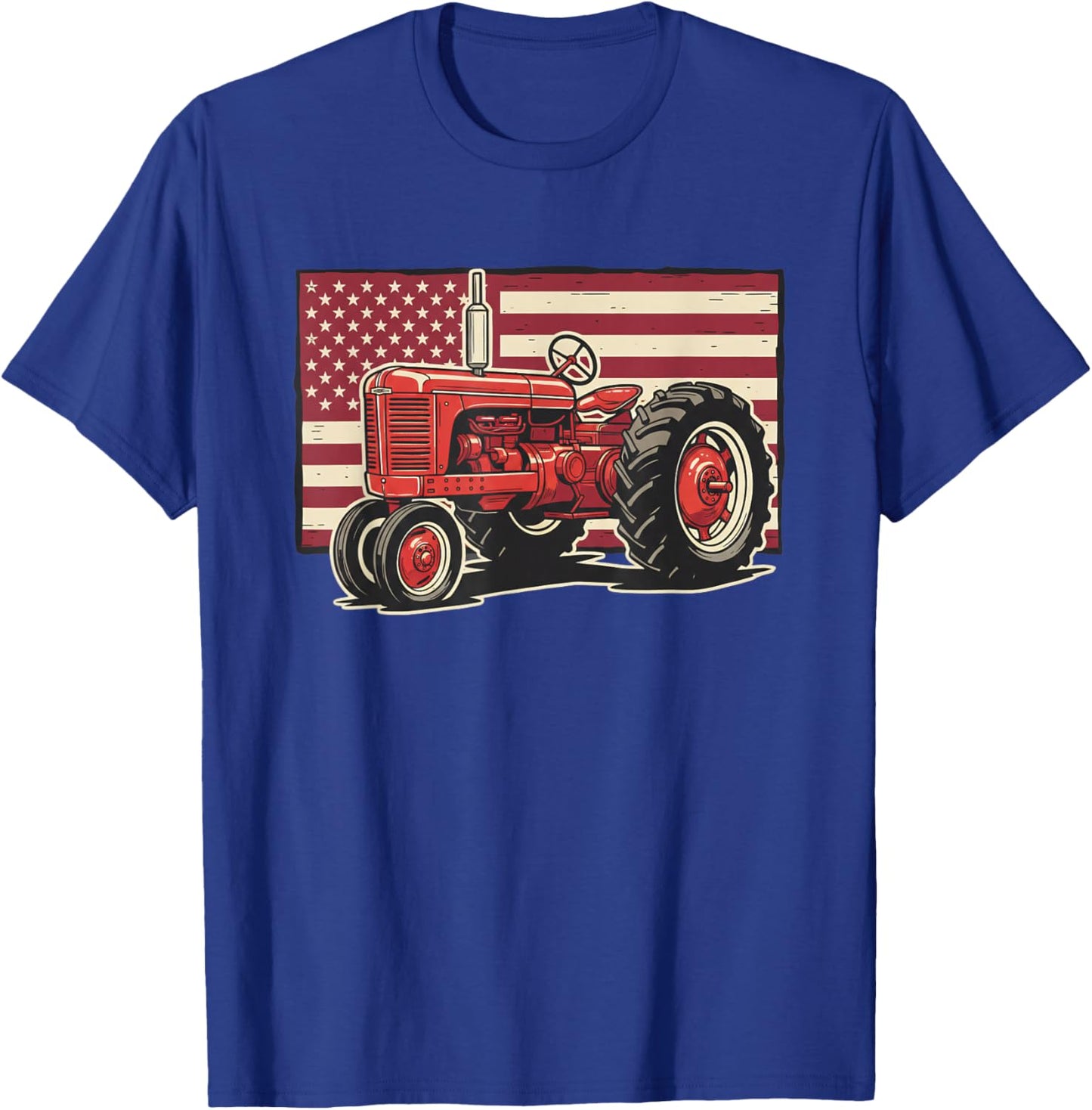 Tractor American Flag Farm Patriotic Kids Boys T-Shirt - T-Shirt | Royal