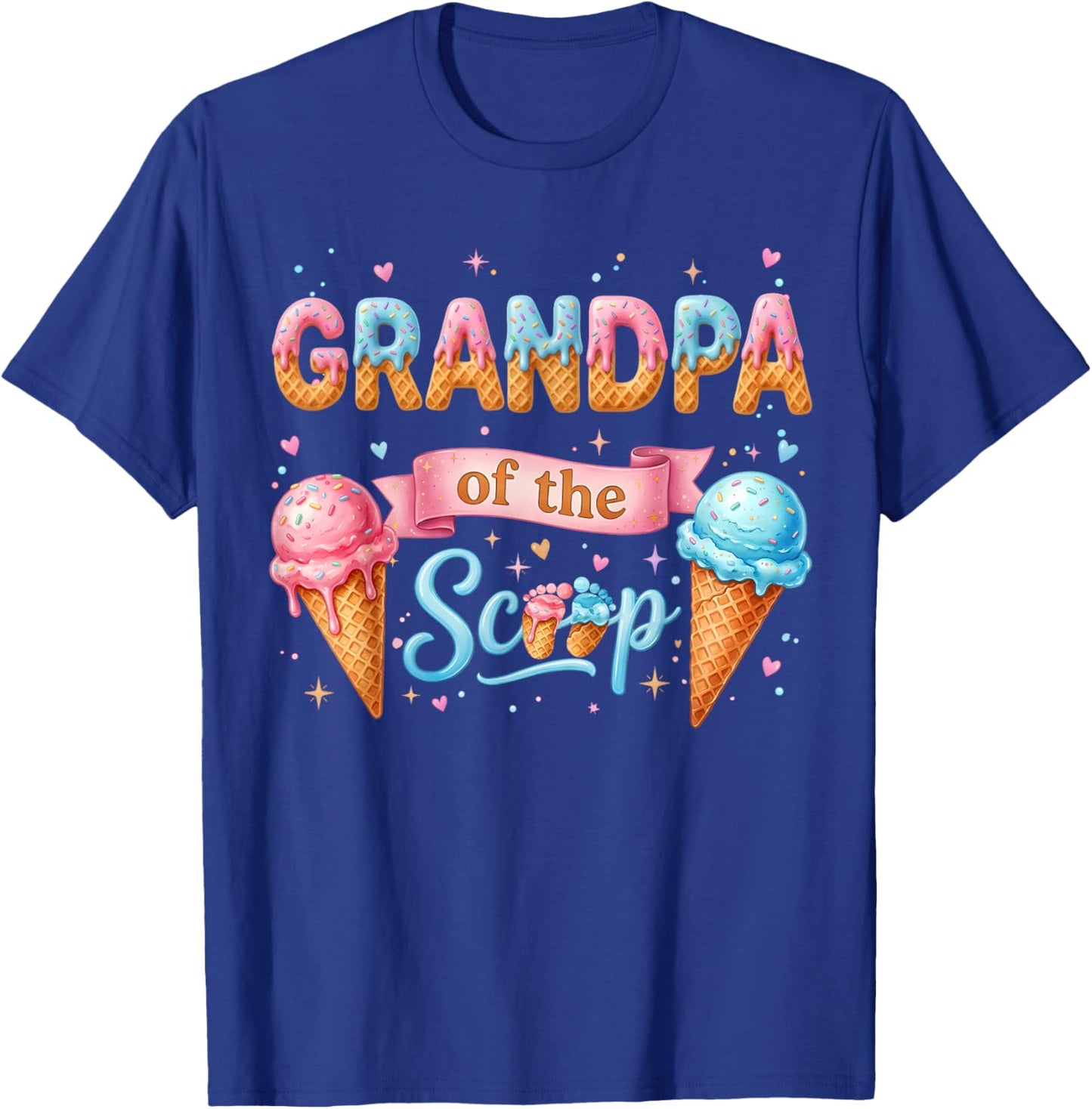 Grandpa of The Scoop Ice Cream Gender Reveal Baby Shower T-Shirt - T-Shirt | Royal