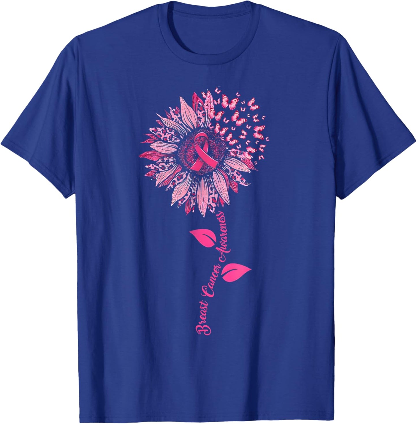 Sunflower Breast Cancer Awareness Pink Ribbon In October T-Shirt - T-Shirt | Royal