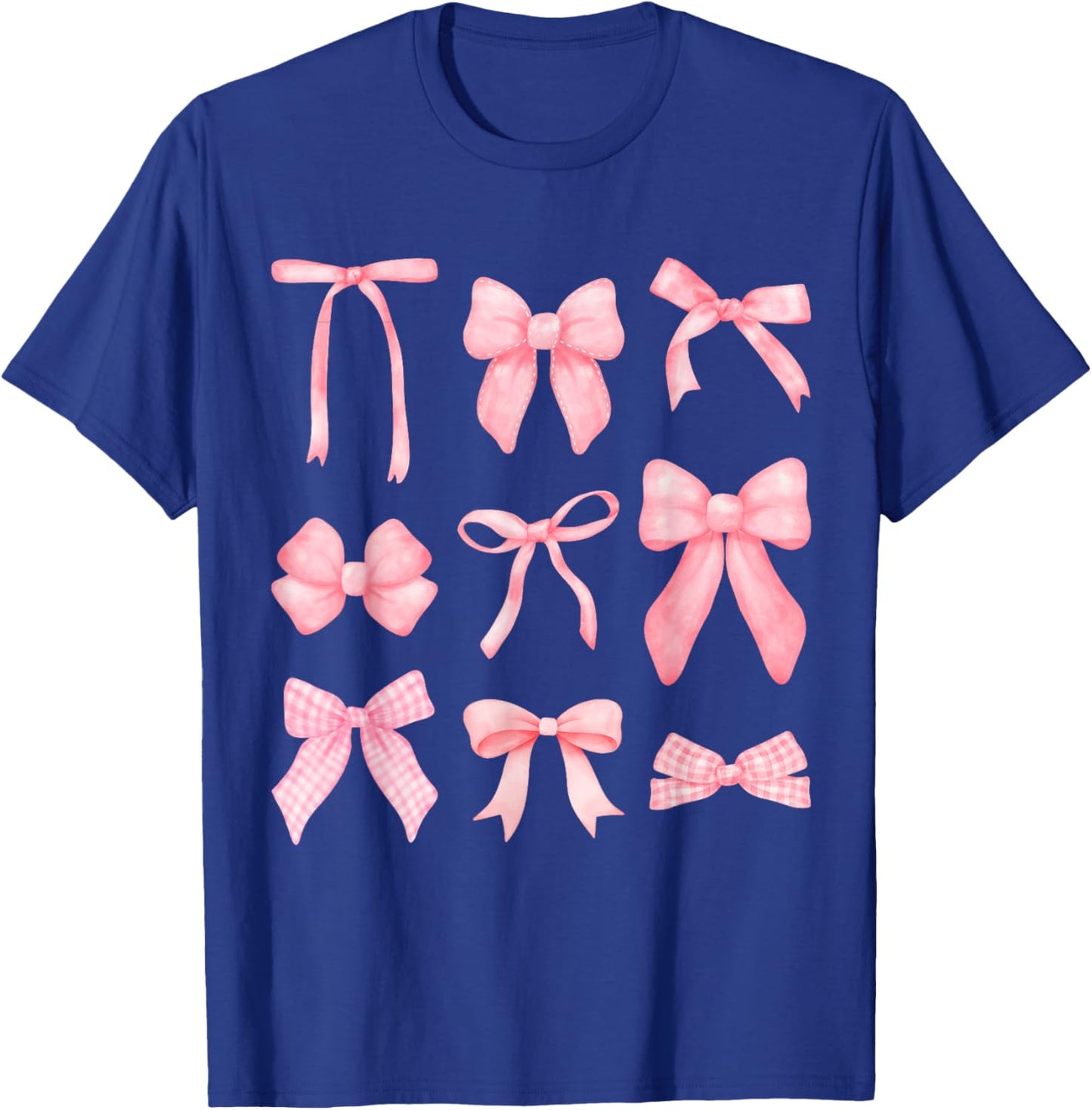 Pink Bow and Ribbon Cute Graphic for Girl Women T-Shirt - T-Shirt | Royal