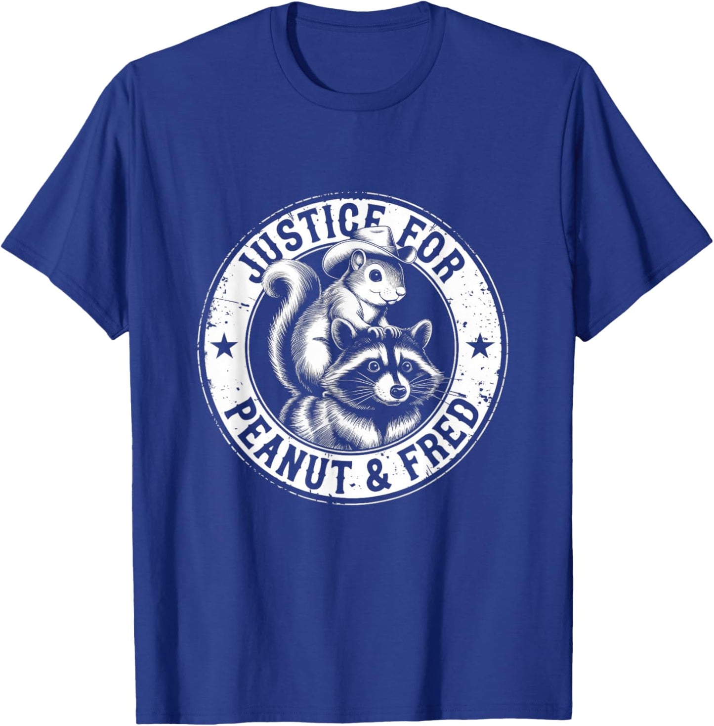 Justice For Peanut & Fred - Cute Squirrel Cowboy Hat Racoon T-Shirt - T-Shirt | Royal