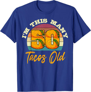 Taco 50th Birthday Party Fiesta Chef Cook Mexican Dish Food T-Shirt - T-Shirt | Royal