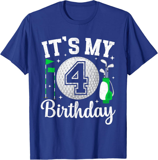 It's My 4th Birthday Golf 4 Year Old Golf Player Birthday T-Shirt - T-Shirt | Royal