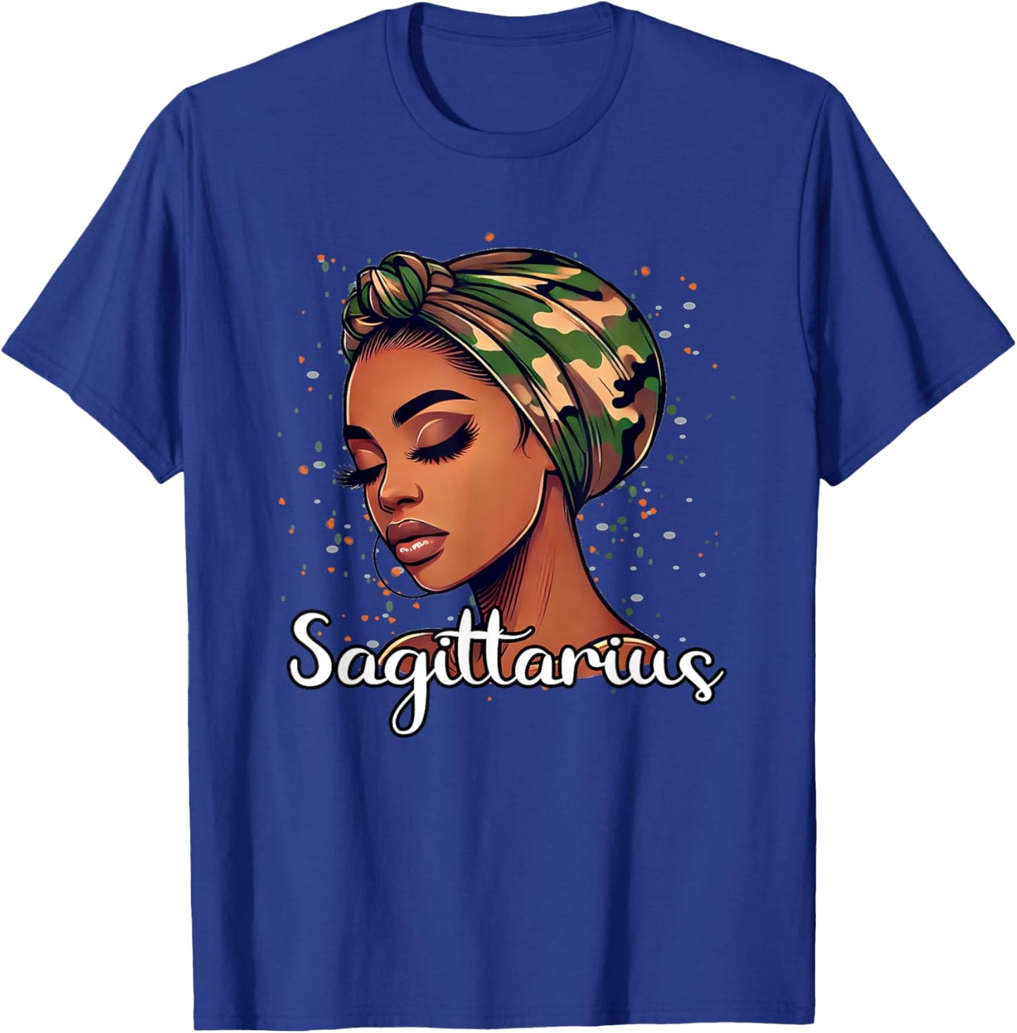 Sagittarius Camo Scarf Black Woman Birthday T-Shirt - T-Shirt | Royal