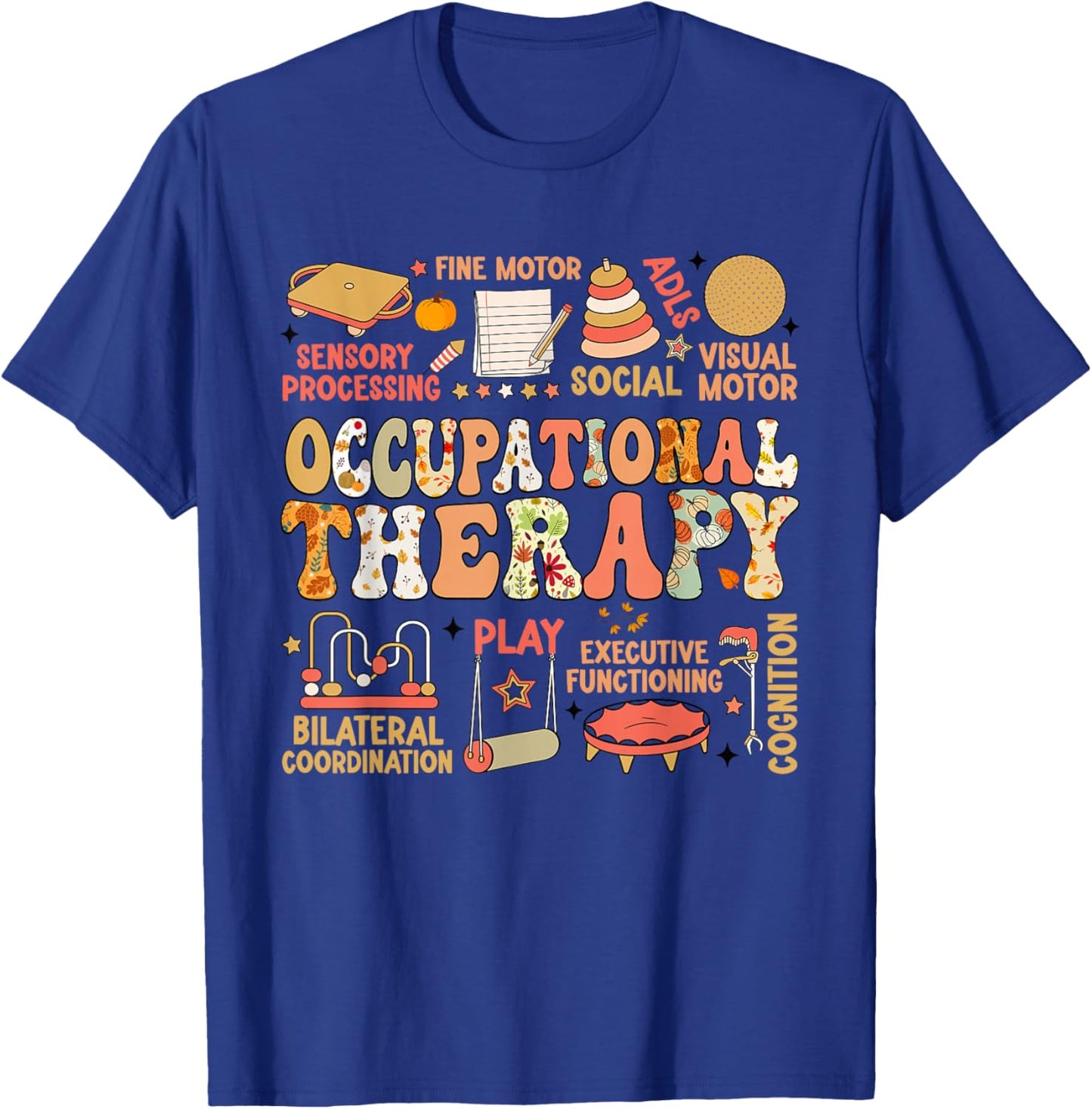 Occupational Therapy Fall Autumn OT Retro Thanksgiving T-Shirt - T-Shirt | Royal
