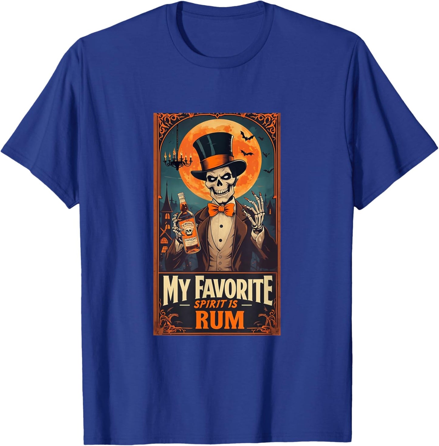 My Favorite Spirit Is Rum Skull Spooky Ghost Halloween T-Shirt - T-Shirt | Royal