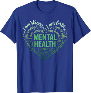 Mental Health Awareness Heart T-Shirt - T-Shirt | Royal