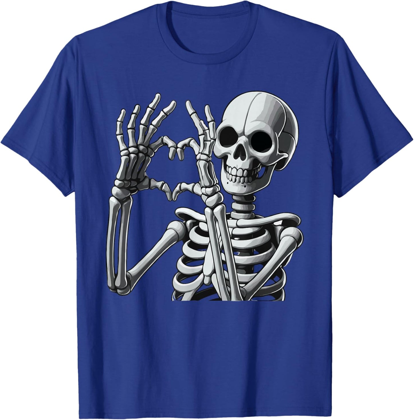 Skeleton Love Hands Halloween Finger Heart Sign T-Shirt - T-Shirt | Royal