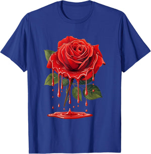 Beautiful Red Rose Dripping Petal Floral Art T-Shirt - T-Shirt | Royal