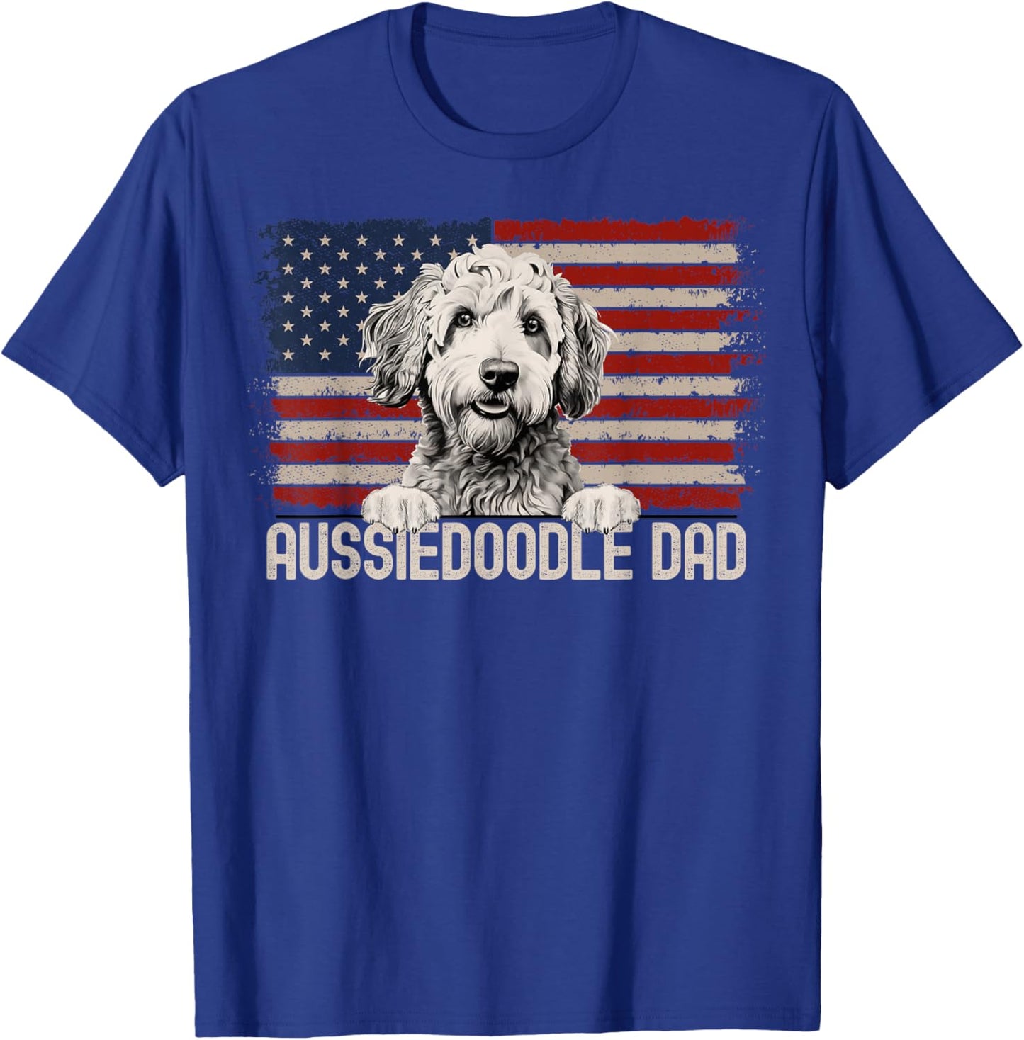 Best Dog Dad Ever American Flag - Aussiedoodle Dad T-Shirt - T-Shirt | Royal