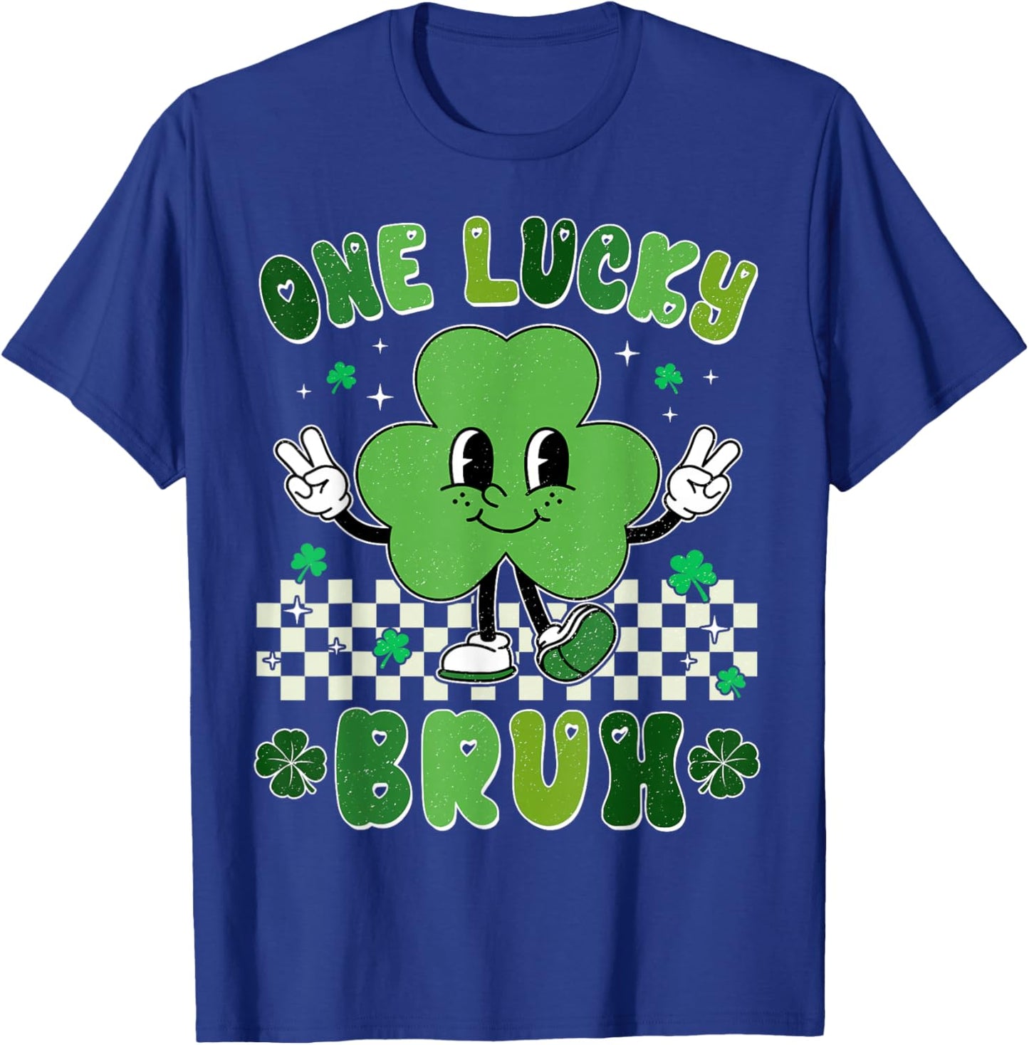 One Lucky Bruh Funny St Patrick's Day Shamrock Leprechaun T-Shirt - T-Shirt | Royal