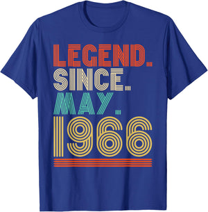 Retro 60 Years Old Legend Since May 1966 60th Birthday T-Shirt - T-Shirt | Royal