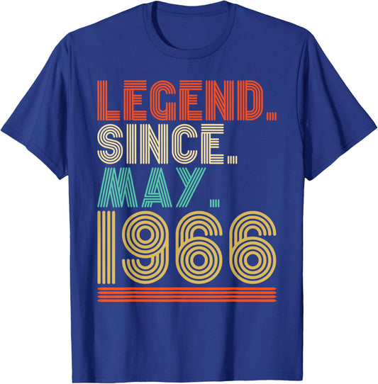 Retro 60 Years Old Legend Since May 1966 60th Birthday T-Shirt - T-Shirt | Royal