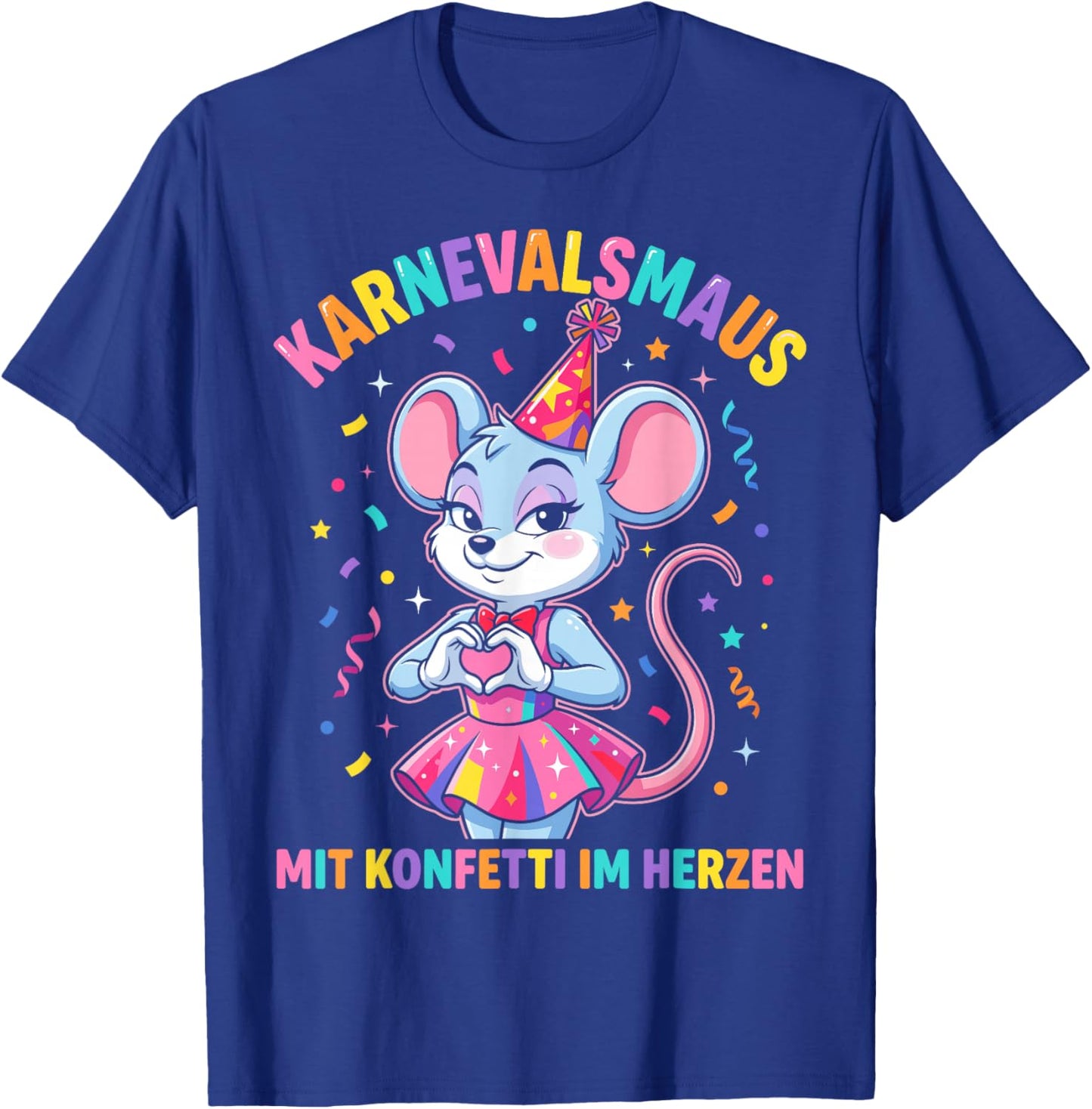 Kölle Alaaf with Confetti in the Heart Carnival Mouse T-Shirt - T-Shirt | Royal
