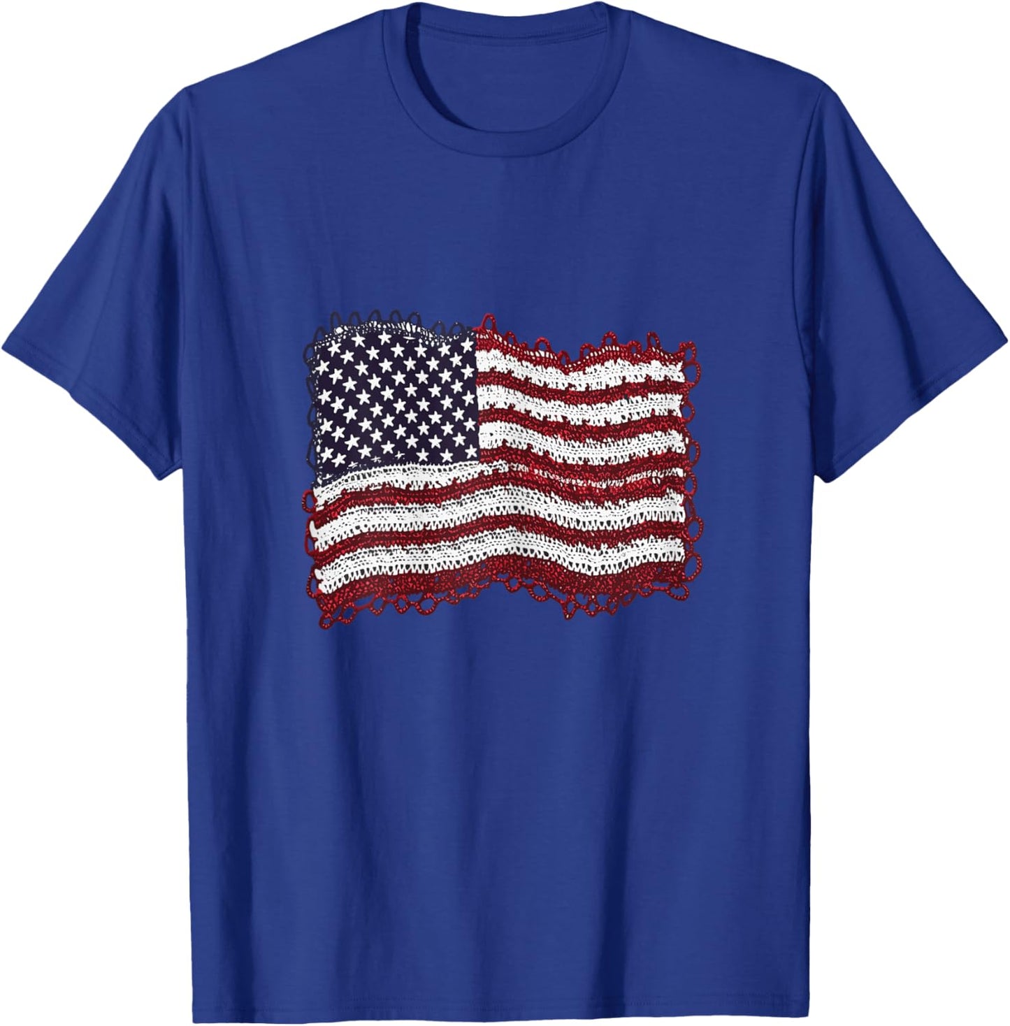American Flag Crochet 4th Of July Crocheting Patriotic Women T-Shirt - T-Shirt | Royal