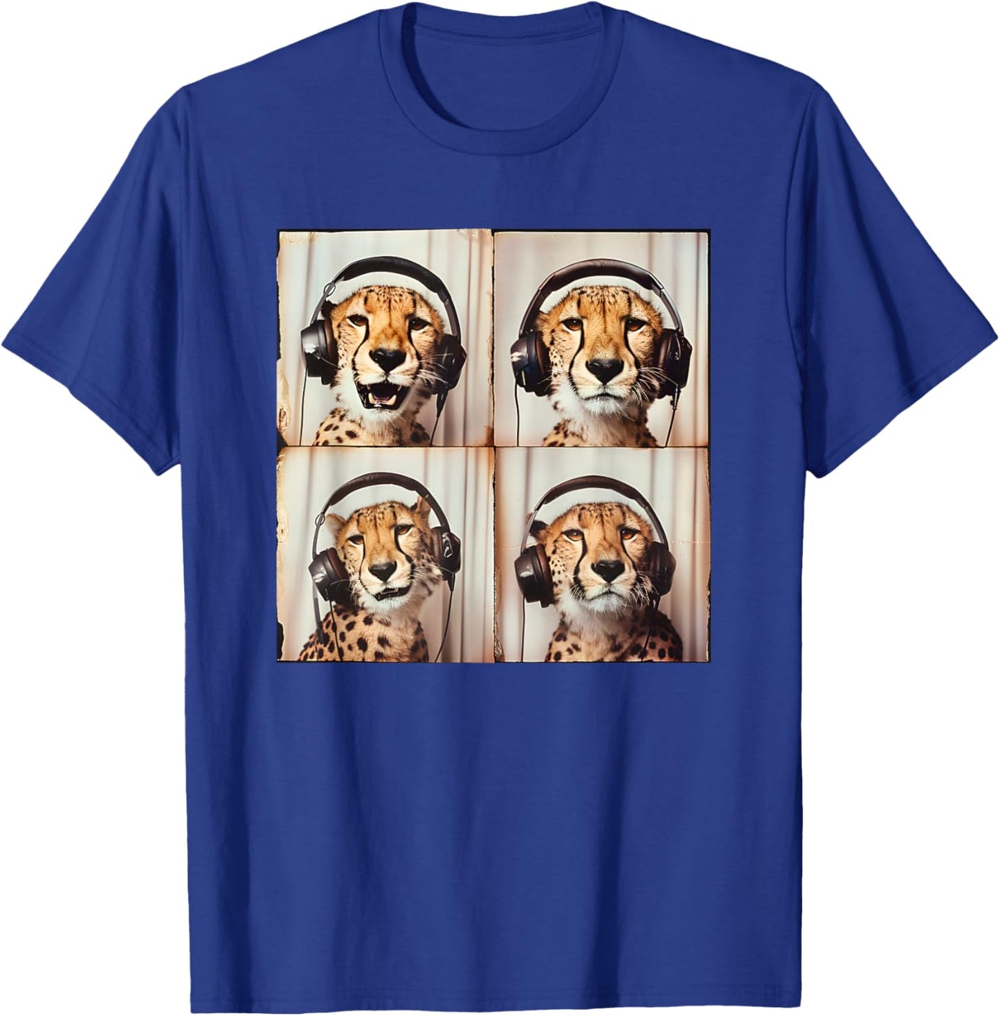 Cheetah Listening To Music Lover Cool Safari Animal T-Shirt - T-Shirt | Royal