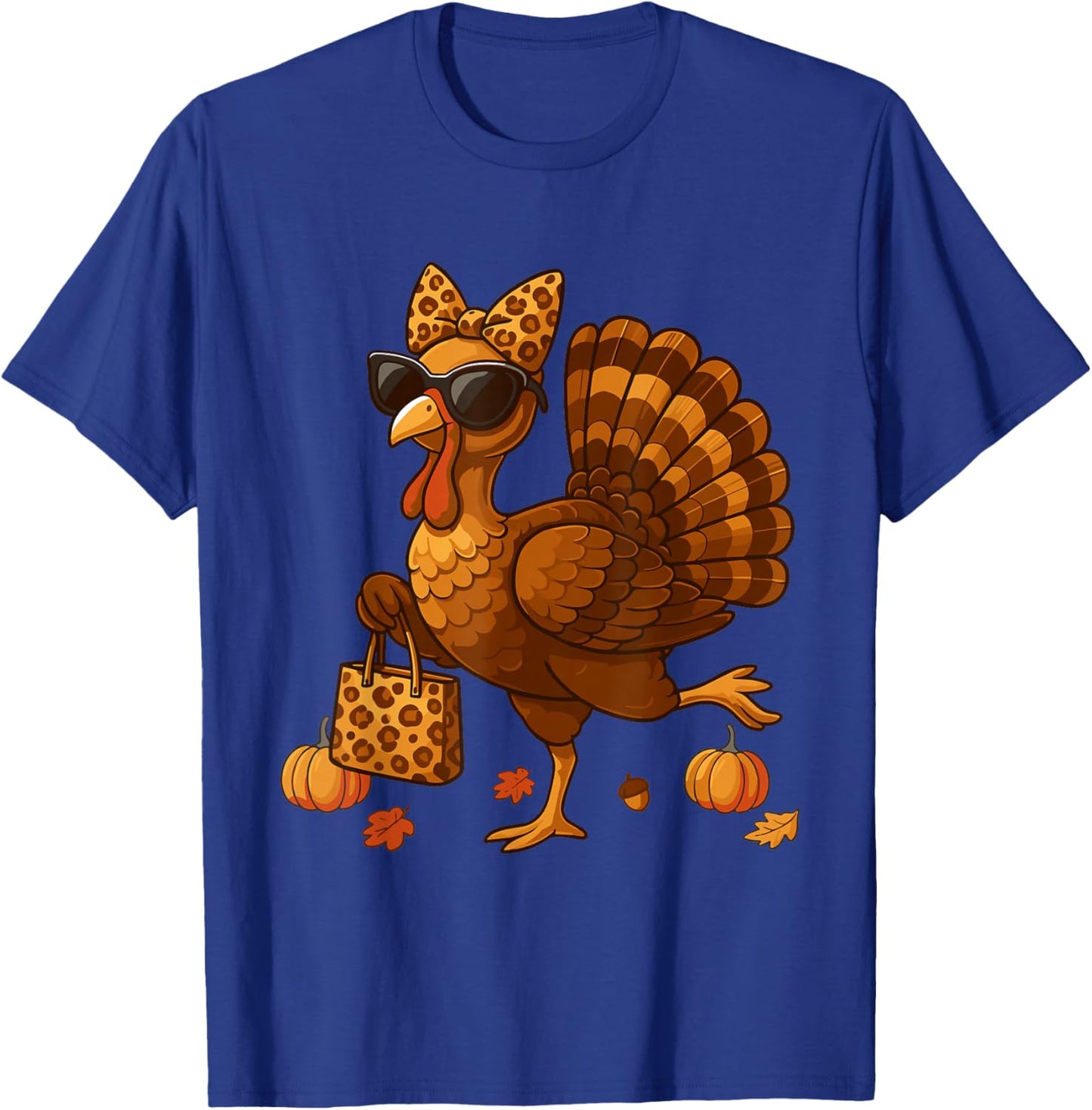 Leopard Turkey with Sunglasses Funny Thanksgiving Women T-Shirt - T-Shirt | Royal